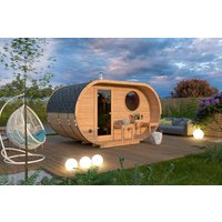 Kleine Ovale Fasssauna 4×2.5m | Kleine Sauna kaufen | Saunafass aus Holz mit Vorraum | Kleine Fasssauna mit Holzofen oder Elektroofen Unkategorisiert online kaufen