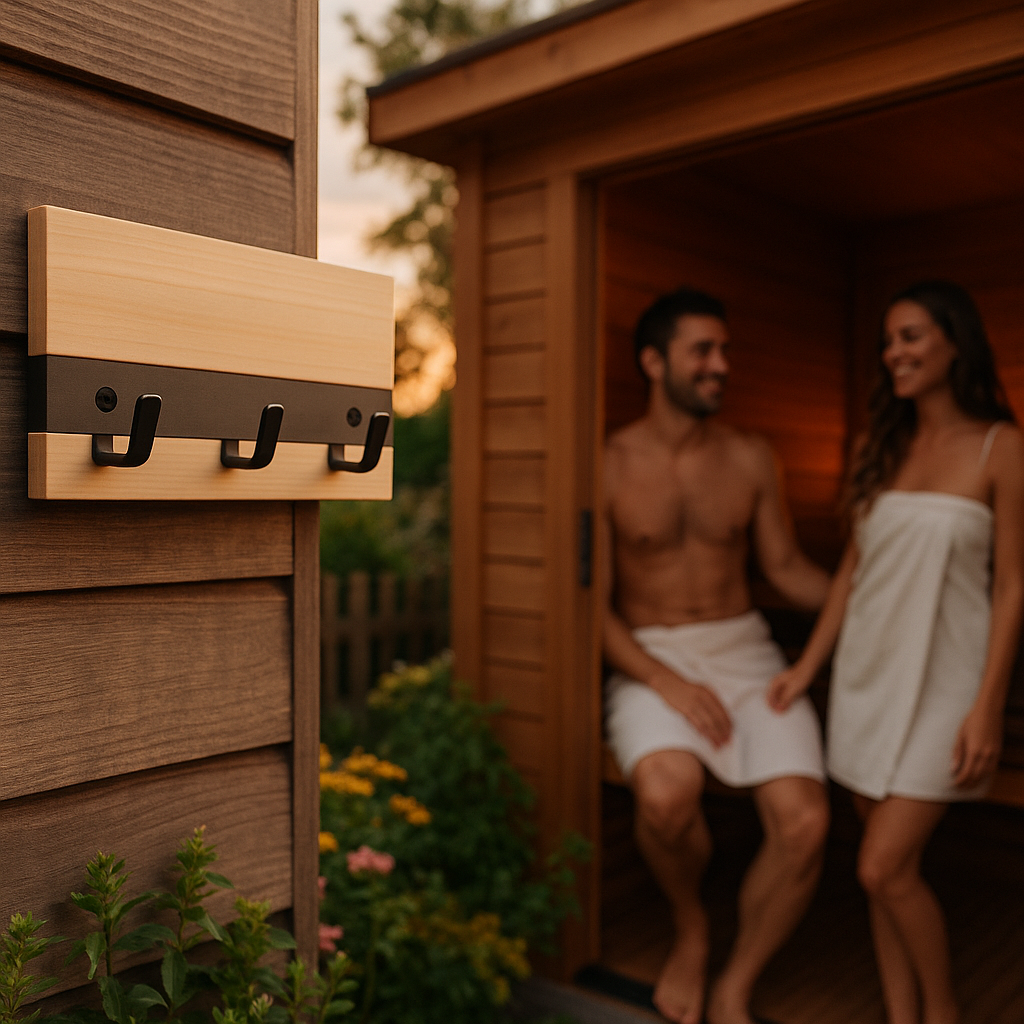 34% reduziert: Fjordholz Sauna Garderobenbrett mit Haken