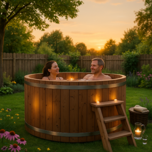 26% reduziert: Fjordholz Holzbadezuber/Hot Tub Rund ohne Ofen