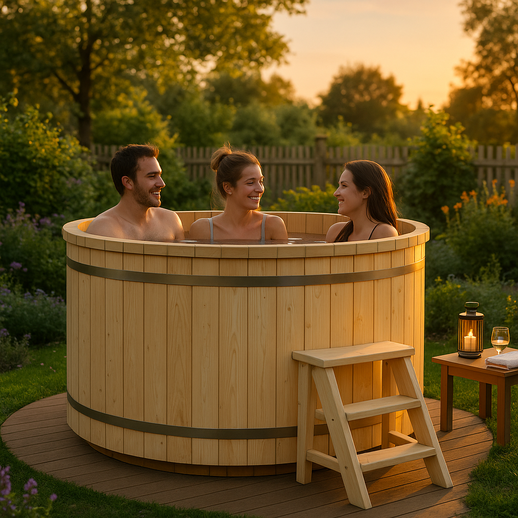 26% reduziert: Fjordholz Holzbadezuber/Hot Tub Rund ohne Ofen