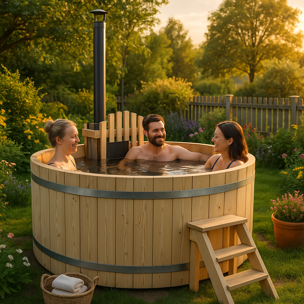 26% reduziert: Fjordholz Holzbadezuber Rund mit Innenofen