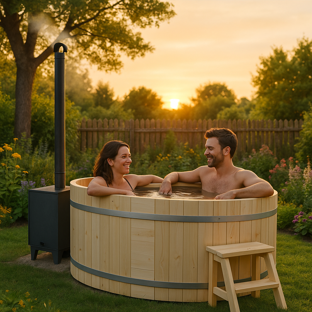 26% reduziert: Fjordholz Holzbadezuber Oval Größe 1 mit Außenofen