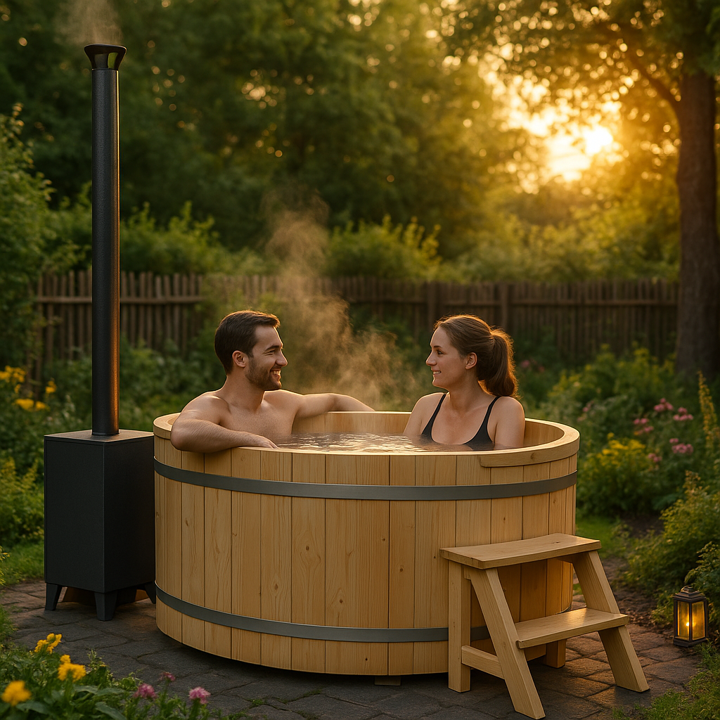 26% reduziert: Fjordholz Holzbadezuber Oval Größe 1 mit Außenofen