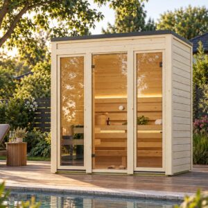 2x2m Mini Saunahaus Otto 40 mm v. Fjordholz mit Panoramaglasfront Unkategorisiert online kaufen