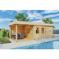 Gartensauna mit Terrasse “Lucas E” 8x4m | Gartensauna mit Terrasse 24m² | Separater Waschraum | Ruheraum | 9m² Außenterrasse mit Sonnendach, mit Terrasse, mit Sauna