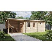 Garten-Saunahaus “Nora” 8x3m | Gartensauna mit Vorraum | Outdoor-Sauna kaufen | Außensauna aus Holz | Saunahaus mit Vorraum mit Sonnendach, mit Terrasse, mit Sauna