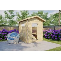 Kleine Außensauna “Finn 1” 2x2m | Gartensauna mit Vorraum | Außensauna im Holzhaus für den Garten | Saunahaus mit Sauna