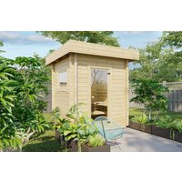 Kleine Außensauna “Finn 3” 2x2m | Kleine Gartensauna mit Vorraum | Außensauna im Holzhaus für den Garten | Saunahaus mit Sauna