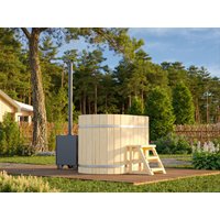 26% reduziert: Fjordholz Holzbadezuber Oval Größe 2 mit Außenofen