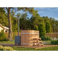 26% reduziert: Fjordholz Holzbadezuber Oval Größe 2 mit Außenofen