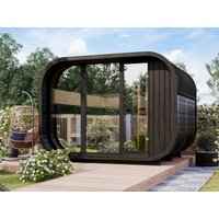 26% reduziert: Fjordholz Fass-Sauna Modell Luxe-3 Zweiraum Black