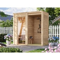26% reduziert: Fjordholz Mini Saunahaus Modell Nick mit Dusche