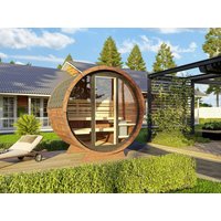 26% reduziert: Fjordholz Fass-Sauna Modell Leo mit Vollglasfront