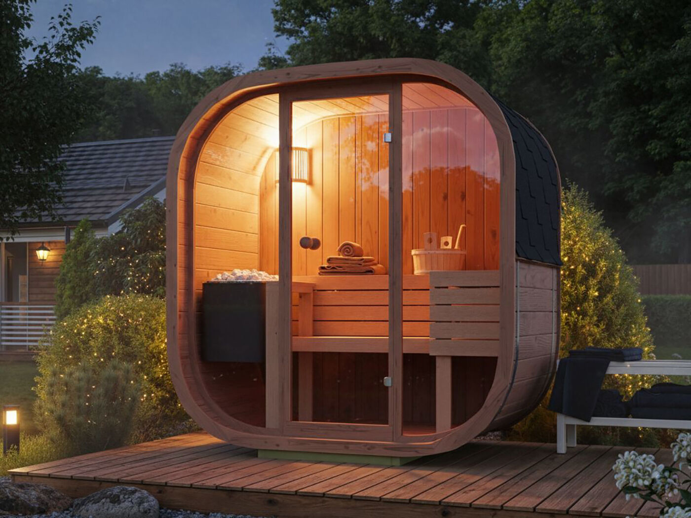 26% reduziert: Fjordholz Fass-Sauna Modell Cubus-2