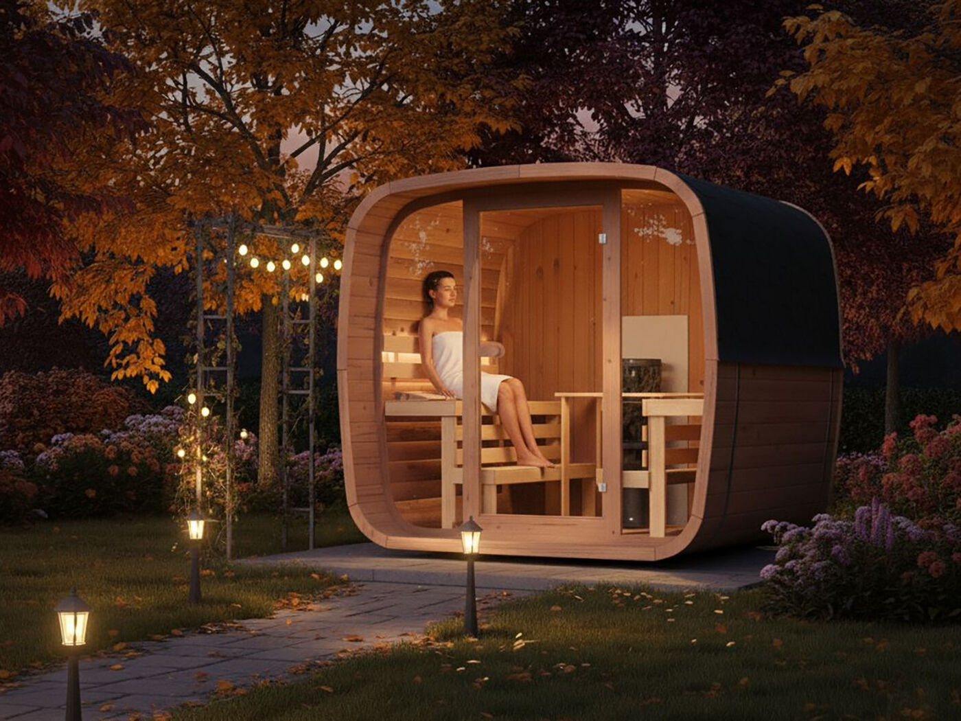 26% reduziert: Fjordholz Fass-Sauna Modell Cubus-3