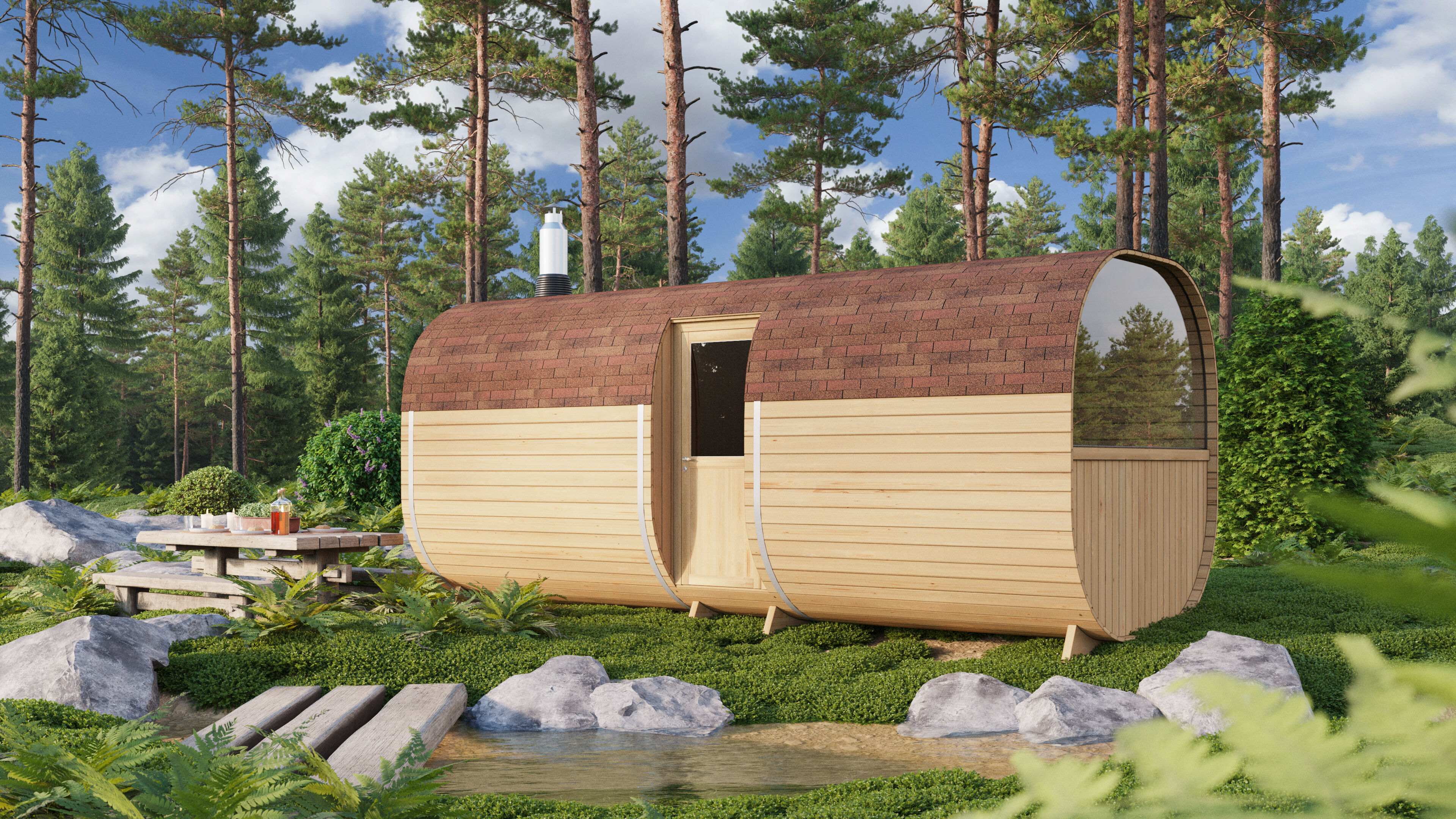 26% reduziert: Fjordholz Fass-Sauna Ida