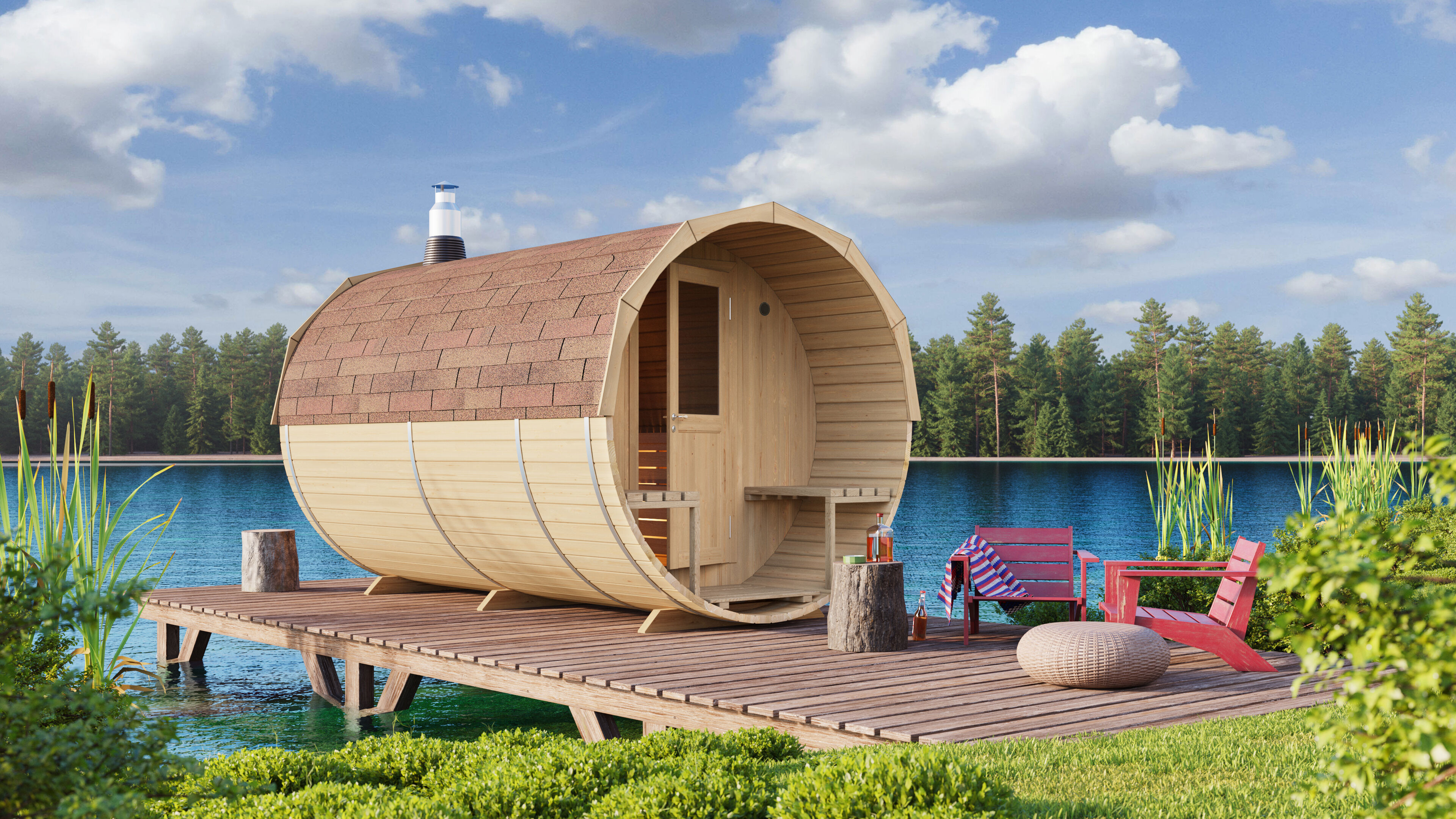 26% reduziert: Fjordholz Fass-Sauna Jona