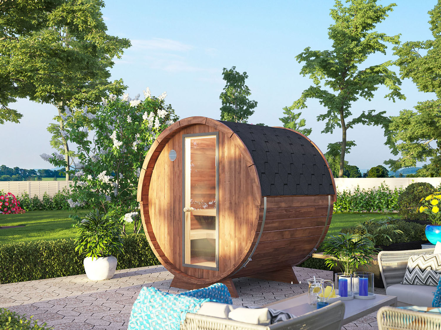 26% reduziert: Fjordholz Fass-Sauna Modell Leo Classic